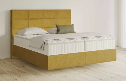 Mozart Boxspringbett Serie 5 Soler 180x200 Samt Goldgelb H2/H2 schwebend Königliche Matratze