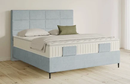 Mozart Boxspringbett Serie 5 Soler 180x220 Feiner Stoff Frosted Azure H2/H3 Königliche Matratze