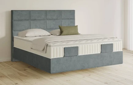 Mozart Boxspringbett Serie 5 Soler 180x220 Samt Dusty Blues H4/H2 schwebend Königliche Matratze