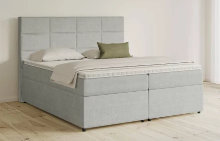 Mozart Boxspringbett Serie 5 Soler 200x200 mit Bettkasten Feiner Stoff Silbergrau H2/H3