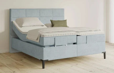 Mozart Boxspringbett Serie 5 Soler 240x200 elektrisch Feiner Stoff Frosted Azure H4/H4