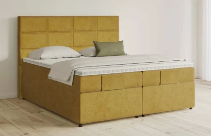 Mozart Boxspringbett Serie 5 Soler 240x200 mit Bettkasten Samt Mustard H3/H2