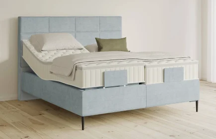 Mozart Boxspringbett Serie 5 Soler 240x210 elektrisch Feiner Stoff Frosted Azure H3/H3 Königliche Matratze