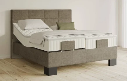 Mozart Boxspringbett Serie 5 Soler 240x220 elektrisch Feiner Stoff Dusty Taupe H3/H2 Königliche Matratze