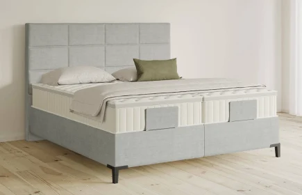 Mozart Boxspringbett Serie 5 Soler 240x220 Feiner Stoff Lunar Mist H3/H3 Königliche Matratze