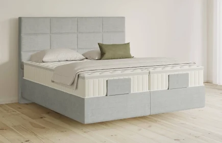 Mozart Boxspringbett Serie 5 Soler 280x200 Feiner Stoff Lunar Mist H2/H3 schwebend Königliche Matratze