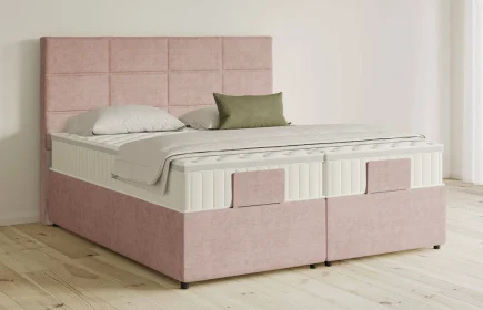 Mozart Boxspringbett Serie 5 Soler 280x210 mit Bettkasten Feiner Stoff Rose Glow H2/H3 Königliche Matratze