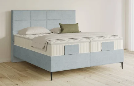 Mozart Boxspringbett Serie 5 Soler 280x220 Feiner Stoff Frosted Azure H3/H4 Königliche Matratze