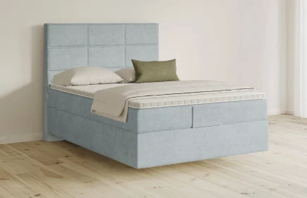 Mozart Boxspringbett Serie 5 Soler 90x200 Feiner Stoff Frosted Azure H2 schwebend