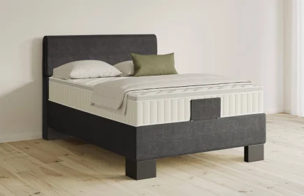 Mozart Boxspringbett Serie 5 Strauss 140x200 Feiner Stoff Carbon Grey H4 Königliche Matratze