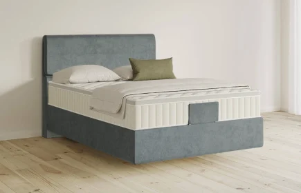 Mozart Boxspringbett Serie 5 Strauss 140x200 Samt Dusty Blues H3 schwebend Königliche Matratze