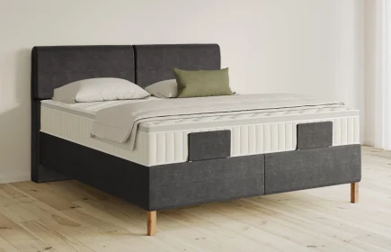 Mozart Boxspringbett Serie 5 Strauss 160x200 Feiner Stoff Carbon Grey H2/H3 Königliche Matratze