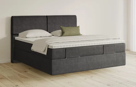 Mozart Boxspringbett Serie 5 Strauss 160x200 Feiner Stoff Carbon Grey H3/H2 schwebend