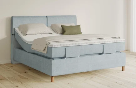 Mozart Boxspringbett Serie 5 Strauss 180x190 elektrisch Feiner Stoff Frosted Azure H3/H2