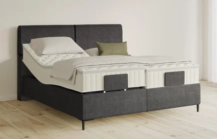 Mozart Boxspringbett Serie 5 Strauss 180x200 elektrisch Feiner Stoff Carbon Grey H2/H2 Königliche Matratze