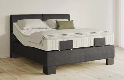Mozart Boxspringbett Serie 5 Strauss 180x200 elektrisch Feiner Stoff Carbon Grey H3/H3 Königliche Matratze