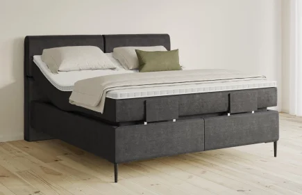 Mozart Boxspringbett Serie 5 Strauss 180x200 elektrisch Feiner Stoff Carbon Grey H3/H3