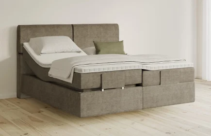 Mozart Boxspringbett Serie 5 Strauss 180x200 elektrisch Feiner Stoff Dusty Taupe H3/H3 schwebend