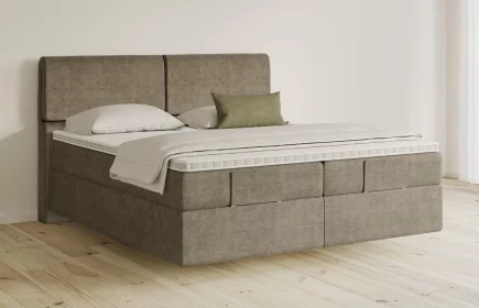 Mozart Boxspringbett Serie 5 Strauss 180x200 elektrisch Feiner Stoff Taupe H3/H3 schwebend