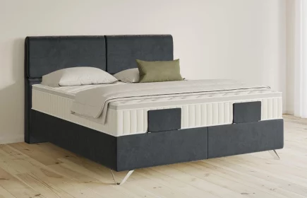 Mozart Boxspringbett Serie 5 Strauss 180x200 elektrisch Samt Anthrazit H3/H3 Königliche Matratze