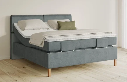 Mozart Boxspringbett Serie 5 Strauss 180x200 elektrisch Samt Dusty Blues H2/H2