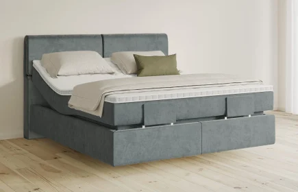 Mozart Boxspringbett Serie 5 Strauss 180x200 elektrisch Samt Dusty Blues H3/H3 schwebend