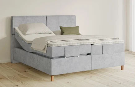 Mozart Boxspringbett Serie 5 Strauss 180x200 elektrisch Samt Fog Grey H3/H3