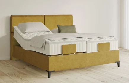 Mozart Boxspringbett Serie 5 Strauss 180x200 elektrisch Samt Mustard H3/H3 Königliche Matratze