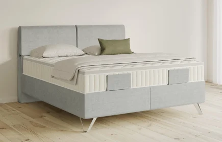 Mozart Boxspringbett Serie 5 Strauss 180x200 Feiner Stoff Lunar Mist H2/H2 Königliche Matratze