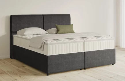 Mozart Boxspringbett Serie 5 Strauss 180x200 mit Bettkasten Feiner Stoff Anthrazit H2/H3 Königliche Matratze