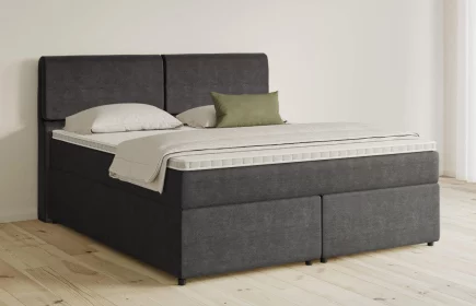 Mozart Boxspringbett Serie 5 Strauss 180x200 mit Bettkasten Feiner Stoff Anthrazit H2/H3