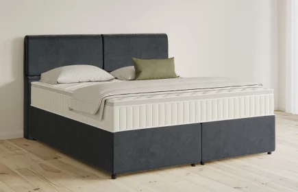 Mozart Boxspringbett Serie 5 Strauss 180x200 mit Bettkasten Samt Anthrazit H2/H2 Königliche Matratze