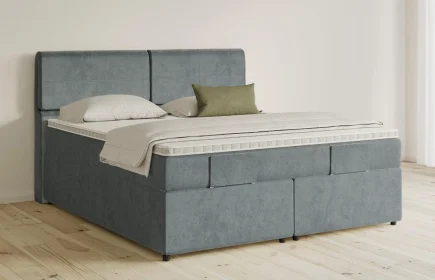 Mozart Boxspringbett Serie 5 Strauss 180x200 mit Bettkasten Samt Dusty Blues H2/H3