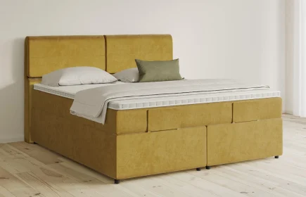 Mozart Boxspringbett Serie 5 Strauss 180x200 mit Bettkasten Samt Mustard H3/H3