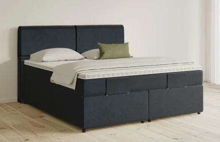 Mozart Boxspringbett Serie 5 Strauss 180x200 mit Bettkasten Samt Night Blue H3/H3