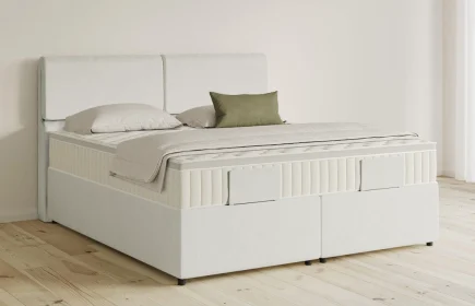 Mozart Boxspringbett Serie 5 Strauss 180x200 mit Bettkasten Samt Vanilla Nice H2/H3 Königliche Matratze