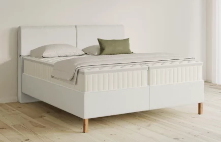 Mozart Boxspringbett Serie 5 Strauss 180x200 Samt Cremeweiß H4/H4 Königliche Matratze