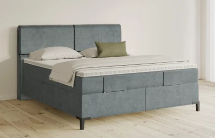 Mozart Boxspringbett Serie 5 Strauss 180x200 Samt Dusty Blues H2/H3