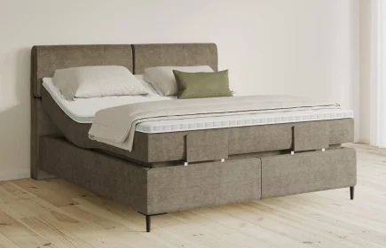 Mozart Boxspringbett Serie 5 Strauss 180x210 elektrisch Feiner Stoff Dusty Taupe H3/H3