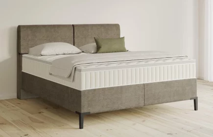 Mozart Boxspringbett Serie 5 Strauss 180x210 Feiner Stoff Taupe H3/H2 Königliche Matratze