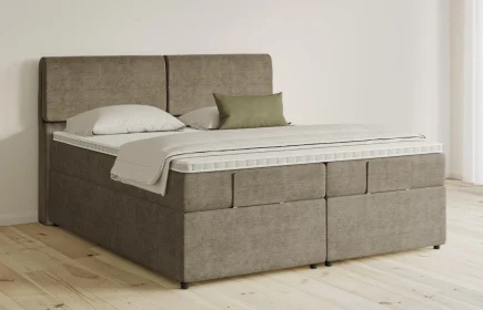 Mozart Boxspringbett Serie 5 Strauss 200x200 mit Bettkasten Feiner Stoff Dusty Taupe H3/H2