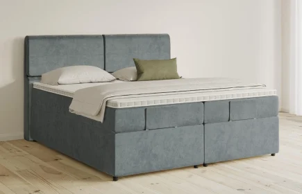 Mozart Boxspringbett Serie 5 Strauss 200x200 mit Bettkasten Samt Dusty Blues H3/H3