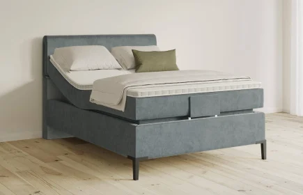 Mozart Boxspringbett Serie 5 Strauss 90x200 elektrisch Samt Dusty Blues H3