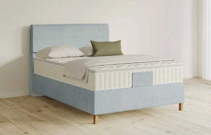 Mozart Boxspringbett Serie 5 Strauss 90x200 Feiner Stoff Frosted Azure H3 Königliche Matratze