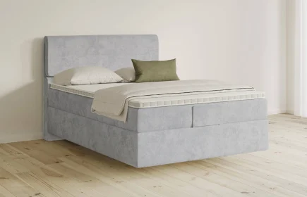 Mozart Boxspringbett Serie 5 Strauss 90x200 Samt Fog Grey H2 schwebend