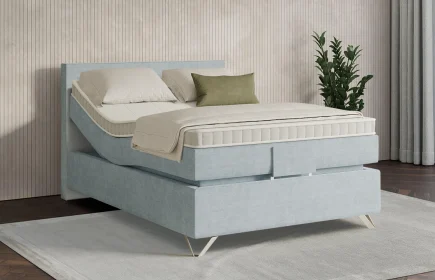Mozart Boxspringbett Serie 7 Bach 100x200 elektrisch Feiner Stoff Frosted Azure H4