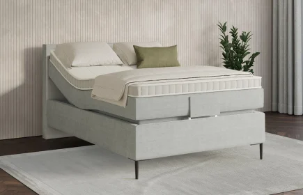 Mozart Boxspringbett Serie 7 Bach 100x200 elektrisch Feiner Stoff Lunar Mist H4