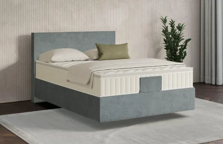 Mozart Boxspringbett Serie 7 Bach 100x220 Samt Dusty Blues H2 schwebend Königliche Matratze