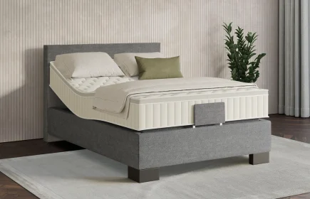 Mozart Boxspringbett Serie 7 Bach 120x200 elektrisch Grober Stoff Charcoal frost H3 Königliche Matratze