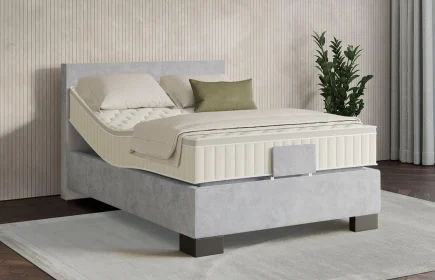Mozart Boxspringbett Serie 7 Bach 120x200 elektrisch Samt Fog Grey H3 Königliche Matratze
